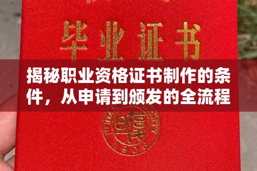集贤揭秘职业资格证书制作的条件，从申请到颁发的全流程解析